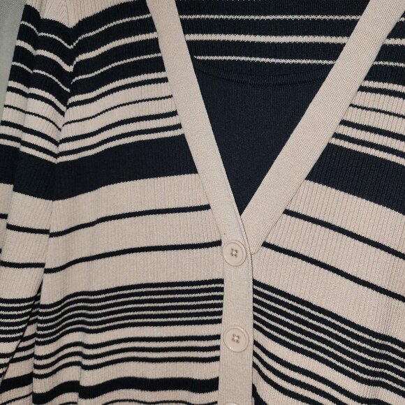 Elementz Womens Striped Pullover Sweater Cotton Blend Black‎ Beige Size 1X - Picture 7 of 11